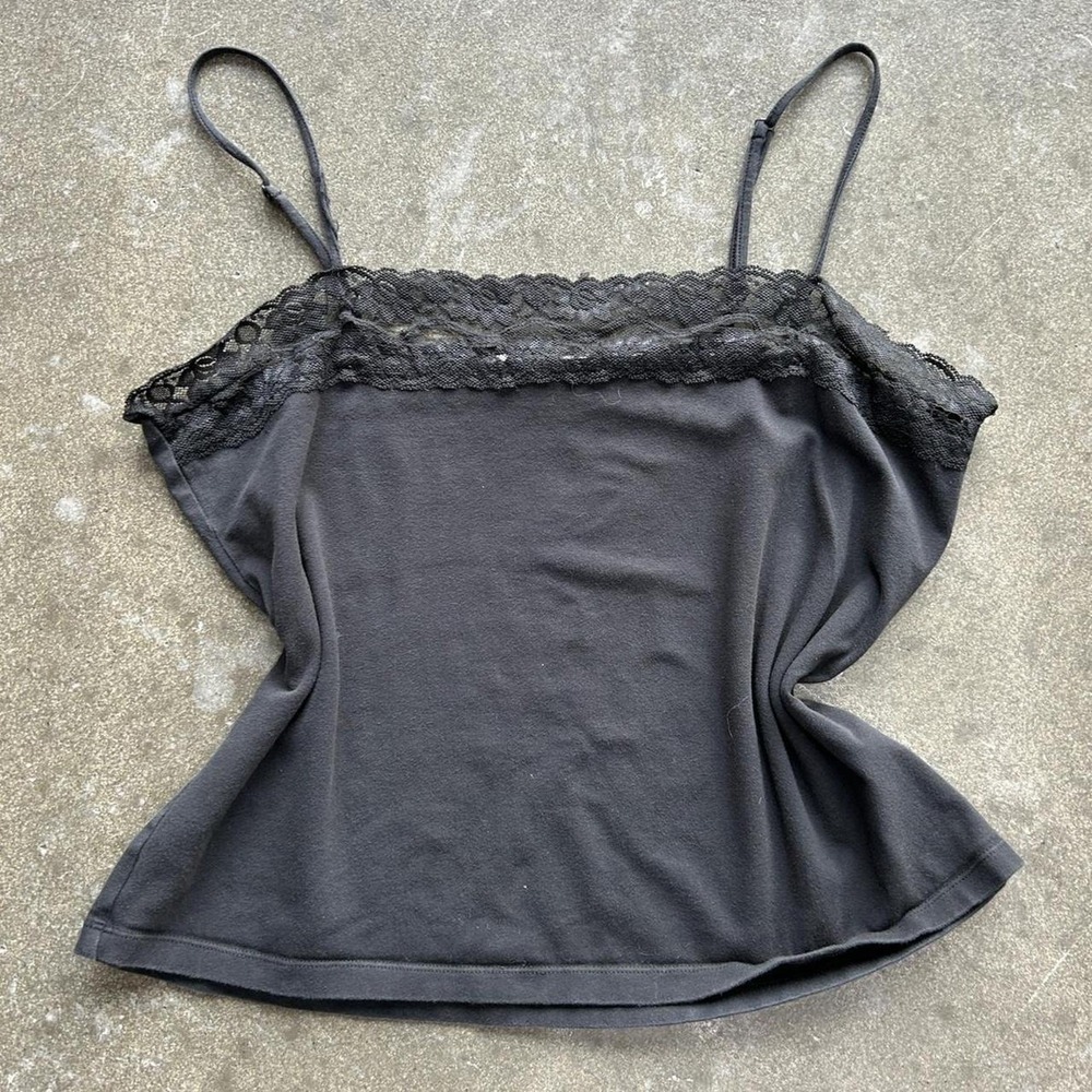 Vintage 90s Chadwick Cotton Black Lace Cami Women's Size Large Top